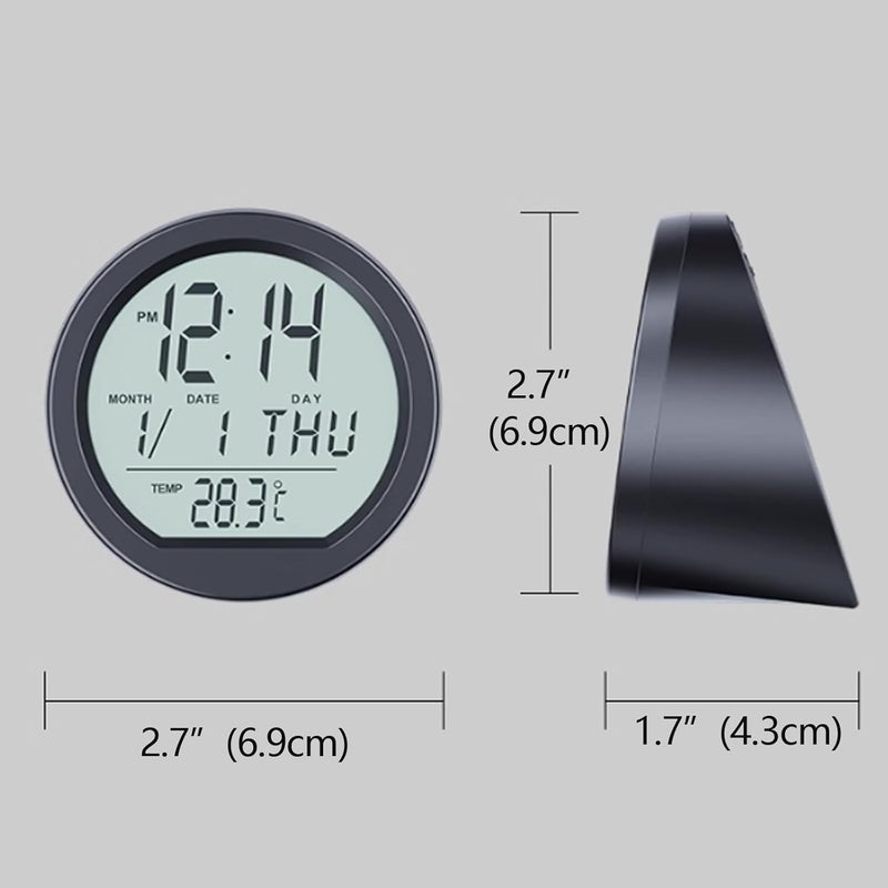 Timloon Car Dashboard Clock with Automatic Backlight at Night, Solar-Powered, Fahrenheit Temperature, 12/24 Hour Format Time, Calendar for Car Truck Office Home and Outdoor Camping (Includes Battery) - Image 2